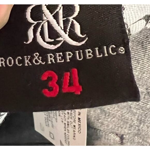 Rock & Republic Henlee Jeans Womens Size 34 Dark Blue Denim Straight Leg Classic - Picture 3 of 10